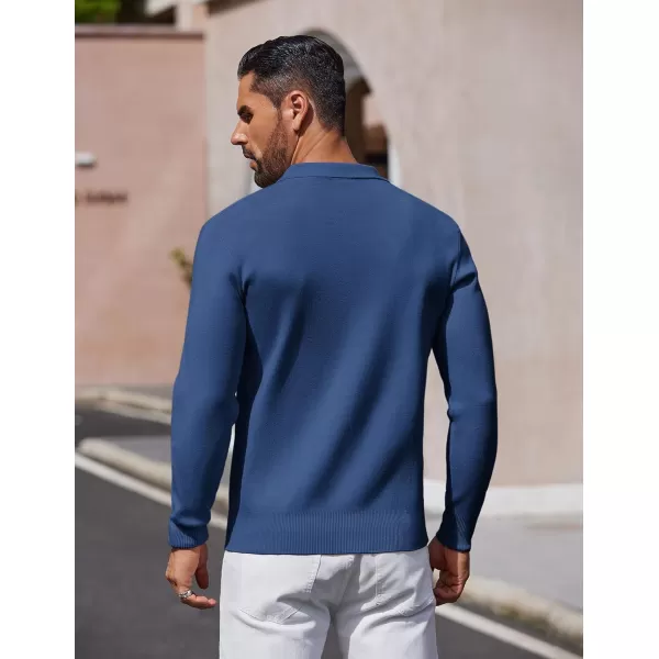 COOFANDY Mens Long Sleeve Polo Sweater Knit Polo Casual Thermal Pullover Sweater with Pocket