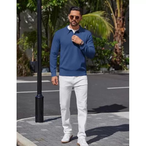 COOFANDY Mens Long Sleeve Polo Sweater Knit Polo Casual Thermal Pullover Sweater with Pocket