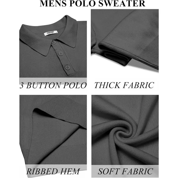 COOFANDY Mens Long Sleeve Polo Sweater Knit Polo Casual Thermal Pullover Sweater with Pocket