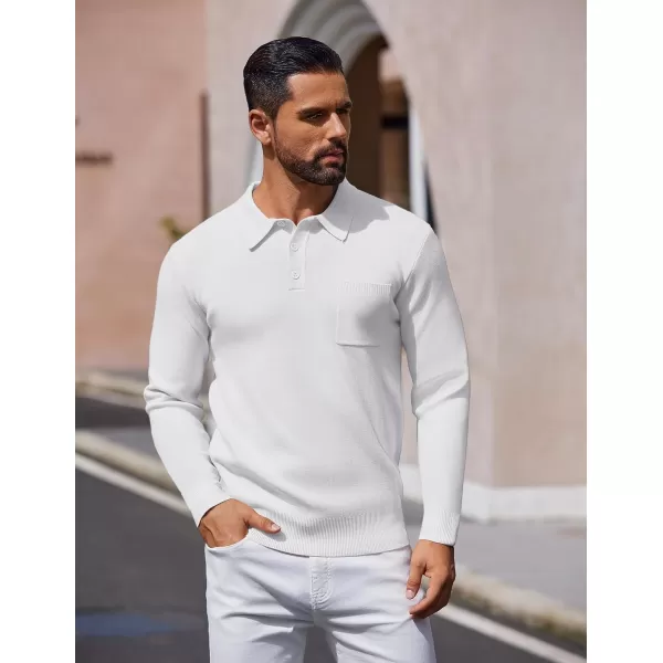 COOFANDY Mens Long Sleeve Polo Sweater Knit Polo Casual Thermal Pullover Sweater with Pocket