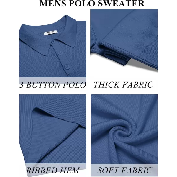 COOFANDY Mens Long Sleeve Polo Sweater Knit Polo Casual Thermal Pullover Sweater with Pocket