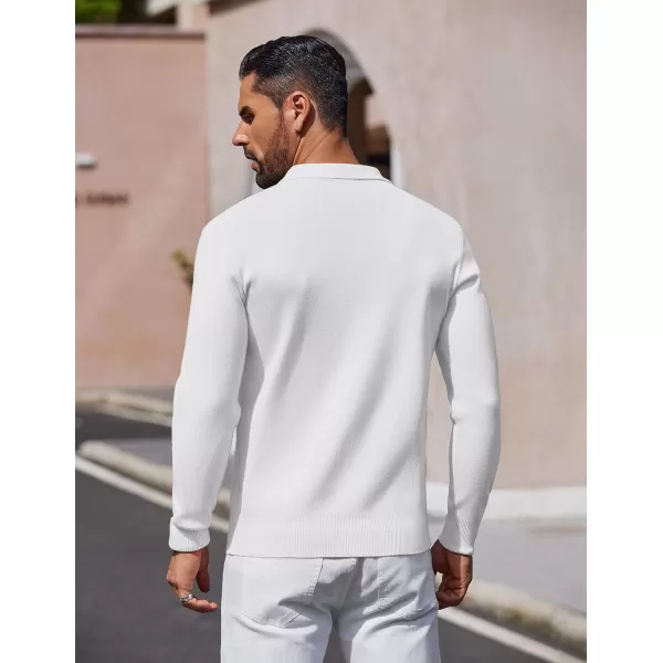 COOFANDY Mens Long Sleeve Polo Sweater Knit Polo Casual Thermal Pullover Sweater with Pocket