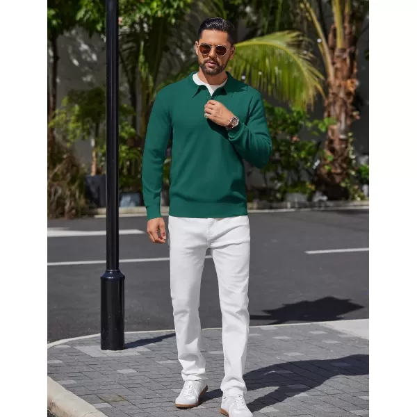 COOFANDY Mens Long Sleeve Polo Sweater Knit Polo Casual Thermal Pullover Sweater with Pocket
