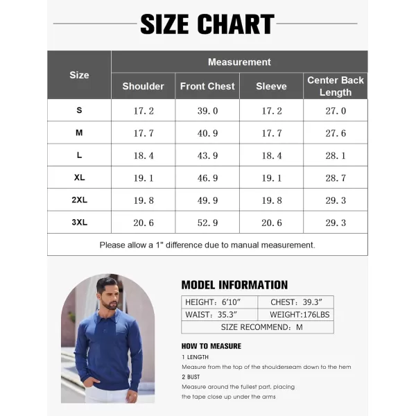 COOFANDY Mens Long Sleeve Polo Sweater Knit Polo Casual Thermal Pullover Sweater with Pocket