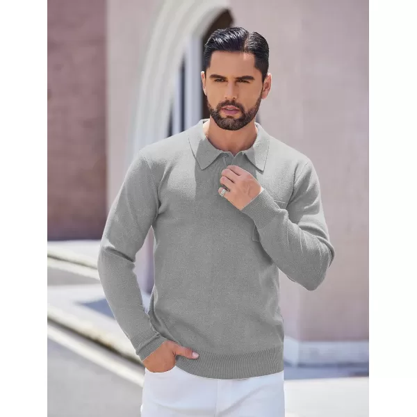 COOFANDY Mens Long Sleeve Polo Sweater Knit Polo Casual Thermal Pullover Sweater with Pocket