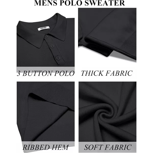 COOFANDY Mens Long Sleeve Polo Sweater Knit Polo Casual Thermal Pullover Sweater with Pocket