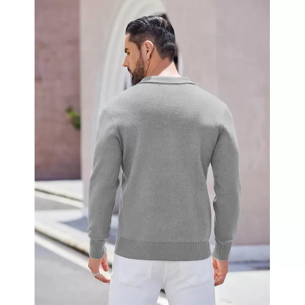 COOFANDY Mens Long Sleeve Polo Sweater Knit Polo Casual Thermal Pullover Sweater with Pocket