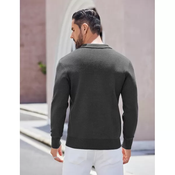 COOFANDY Mens Long Sleeve Polo Sweater Knit Polo Casual Thermal Pullover Sweater with Pocket