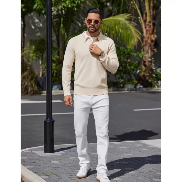 COOFANDY Mens Long Sleeve Polo Sweater Knit Polo Casual Thermal Pullover Sweater with Pocket