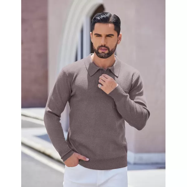 COOFANDY Mens Long Sleeve Polo Sweater Knit Polo Casual Thermal Pullover Sweater with Pocket
