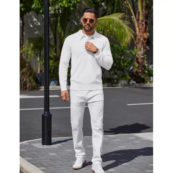 COOFANDY Mens Long Sleeve Polo Sweater Knit Polo Casual Thermal Pullover Sweater with Pocket