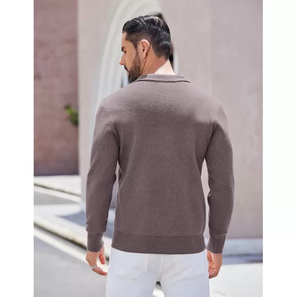 COOFANDY Mens Long Sleeve Polo Sweater Knit Polo Casual Thermal Pullover Sweater with Pocket