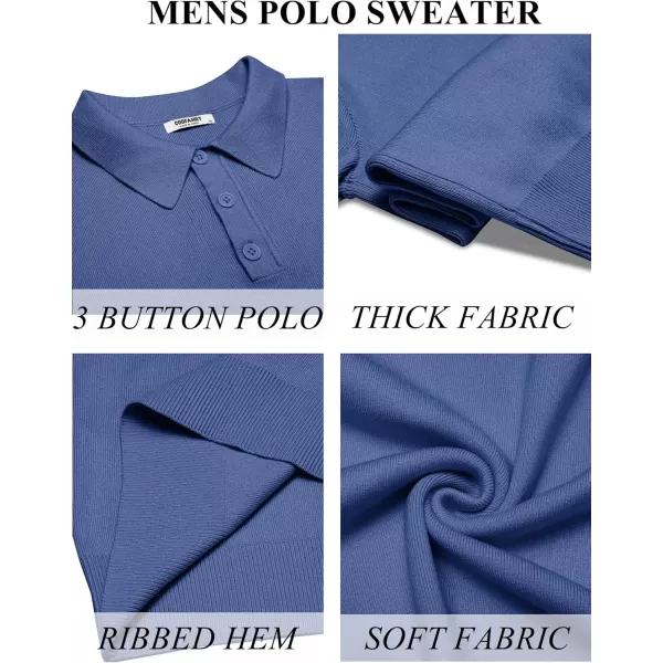 COOFANDY Mens Long Sleeve Polo Sweater Knit Polo Casual Thermal Pullover Sweater with Pocket