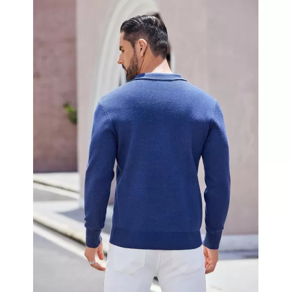 COOFANDY Mens Long Sleeve Polo Sweater Knit Polo Casual Thermal Pullover Sweater with Pocket