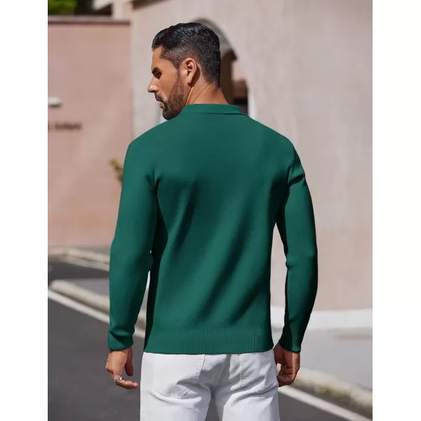 COOFANDY Mens Long Sleeve Polo Sweater Knit Polo Casual Thermal Pullover Sweater with Pocket