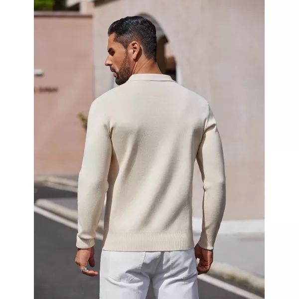 COOFANDY Mens Long Sleeve Polo Sweater Knit Polo Casual Thermal Pullover Sweater with Pocket