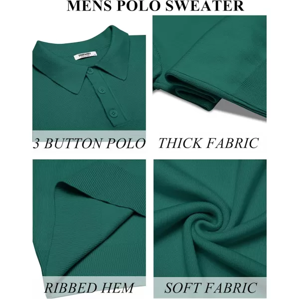 COOFANDY Mens Long Sleeve Polo Sweater Knit Polo Casual Thermal Pullover Sweater with Pocket