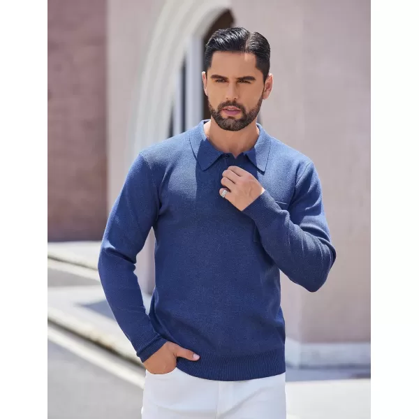COOFANDY Mens Long Sleeve Polo Sweater Knit Polo Casual Thermal Pullover Sweater with Pocket