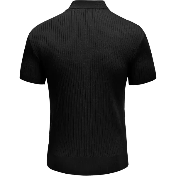 COOFANDY Men's Mock Turtleneck Sweater Short Sleeve Casual Basic Tops Ribbed Knit Pullover Solid Tee