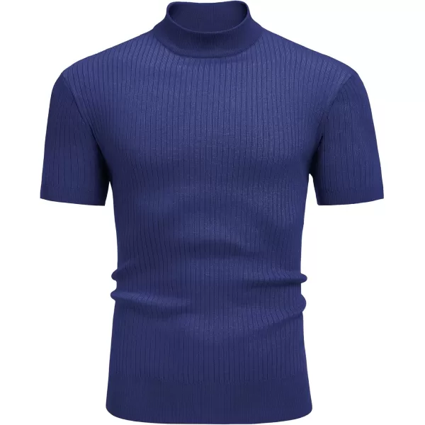 COOFANDY Men's Mock Turtleneck Sweater Short Sleeve Casual Basic Tops Ribbed Knit Pullover Solid Tee