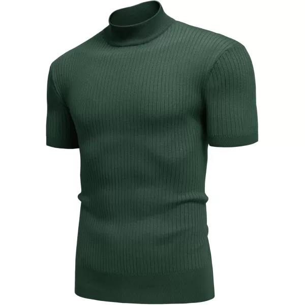COOFANDY Men's Mock Turtleneck Sweater Short Sleeve Casual Basic Tops Ribbed Knit Pullover Solid Tee