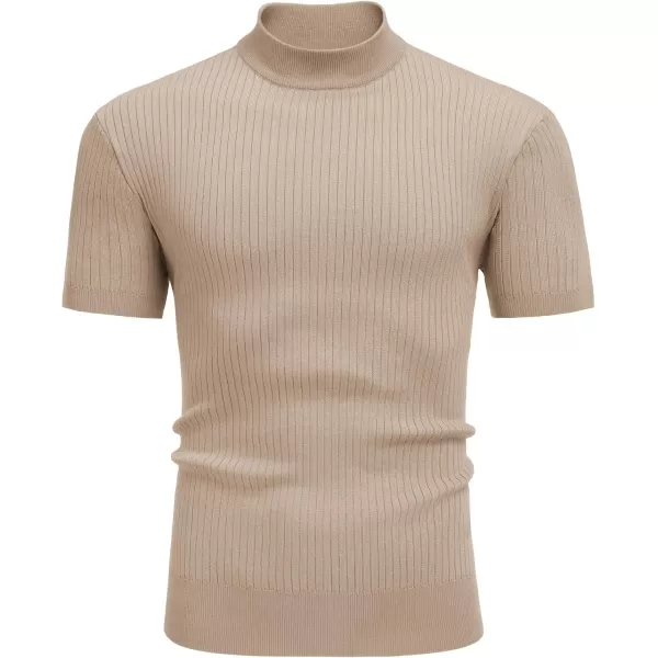 COOFANDY Men's Mock Turtleneck Sweater Short Sleeve Casual Basic Tops Ribbed Knit Pullover Solid Tee