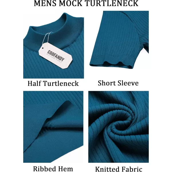 COOFANDY Men's Mock Turtleneck Sweater Short Sleeve Casual Basic Tops Ribbed Knit Pullover Solid Tee