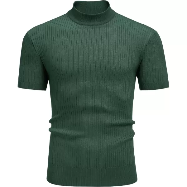 COOFANDY Men's Mock Turtleneck Sweater Short Sleeve Casual Basic Tops Ribbed Knit Pullover Solid Tee