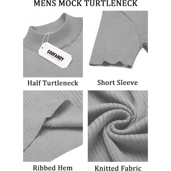 COOFANDY Men's Mock Turtleneck Sweater Short Sleeve Casual Basic Tops Ribbed Knit Pullover Solid Tee