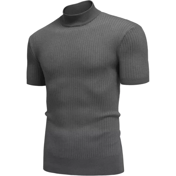 COOFANDY Men's Mock Turtleneck Sweater Short Sleeve Casual Basic Tops Ribbed Knit Pullover Solid Tee