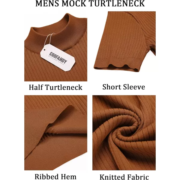 COOFANDY Men's Mock Turtleneck Sweater Short Sleeve Casual Basic Tops Ribbed Knit Pullover Solid Tee