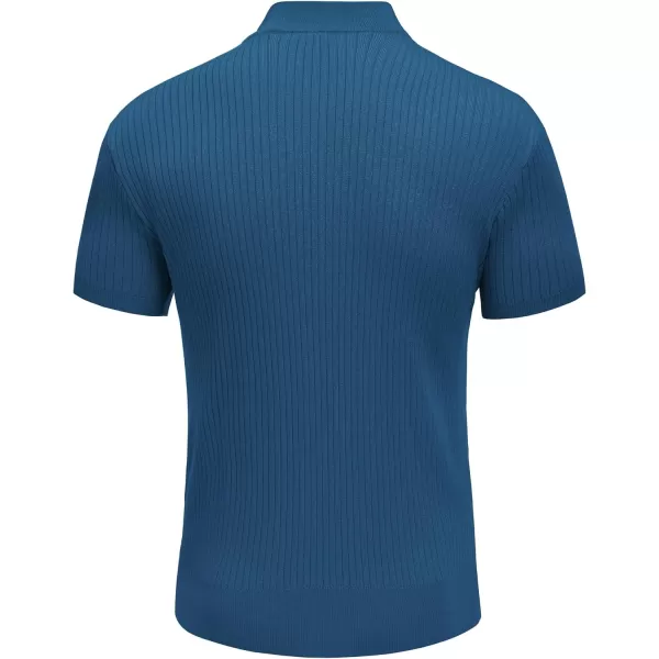 COOFANDY Men's Mock Turtleneck Sweater Short Sleeve Casual Basic Tops Ribbed Knit Pullover Solid Tee