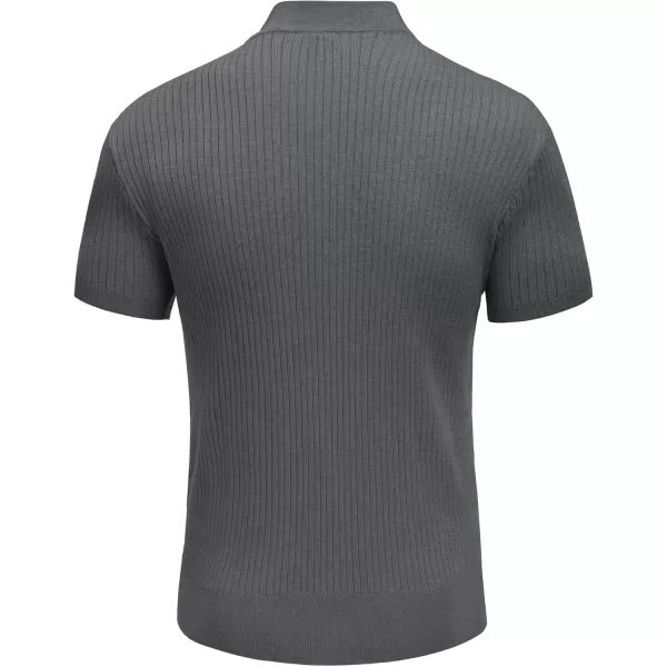 COOFANDY Men's Mock Turtleneck Sweater Short Sleeve Casual Basic Tops Ribbed Knit Pullover Solid Tee