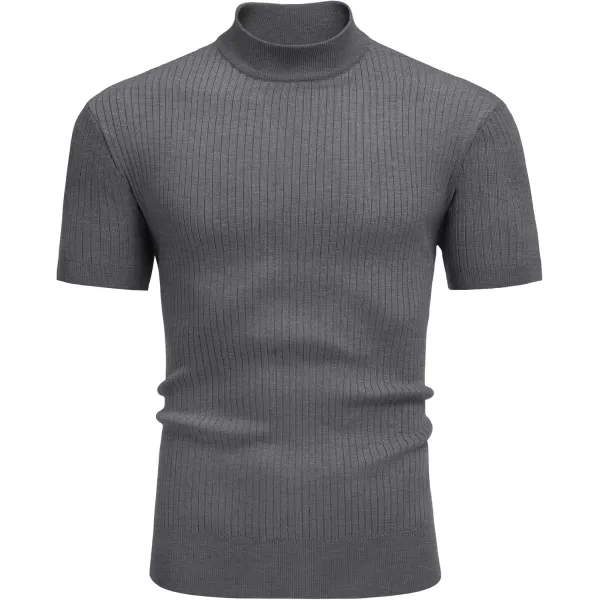 COOFANDY Men's Mock Turtleneck Sweater Short Sleeve Casual Basic Tops Ribbed Knit Pullover Solid Tee