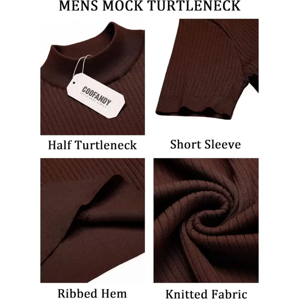 COOFANDY Men's Mock Turtleneck Sweater Short Sleeve Casual Basic Tops Ribbed Knit Pullover Solid Tee