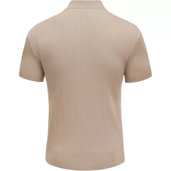 COOFANDY Men's Mock Turtleneck Sweater Short Sleeve Casual Basic Tops Ribbed Knit Pullover Solid Tee
