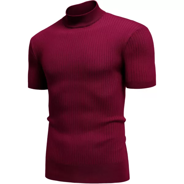 COOFANDY Men's Mock Turtleneck Sweater Short Sleeve Casual Basic Tops Ribbed Knit Pullover Solid Tee
