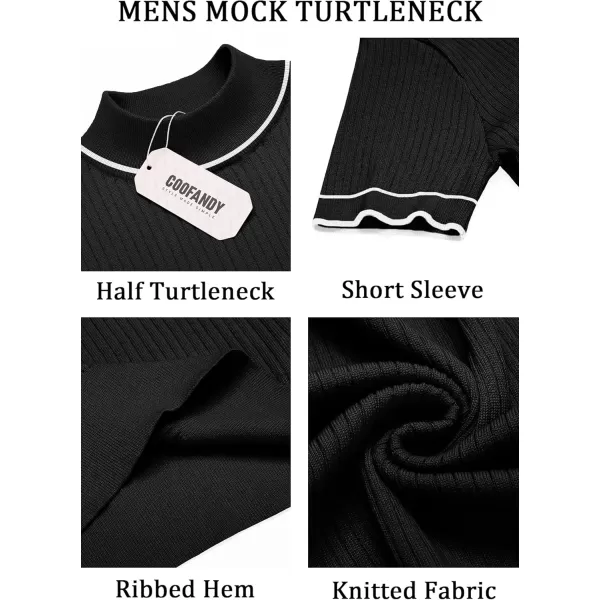COOFANDY Men's Mock Turtleneck Sweater Short Sleeve Casual Basic Tops Ribbed Knit Pullover Solid Tee