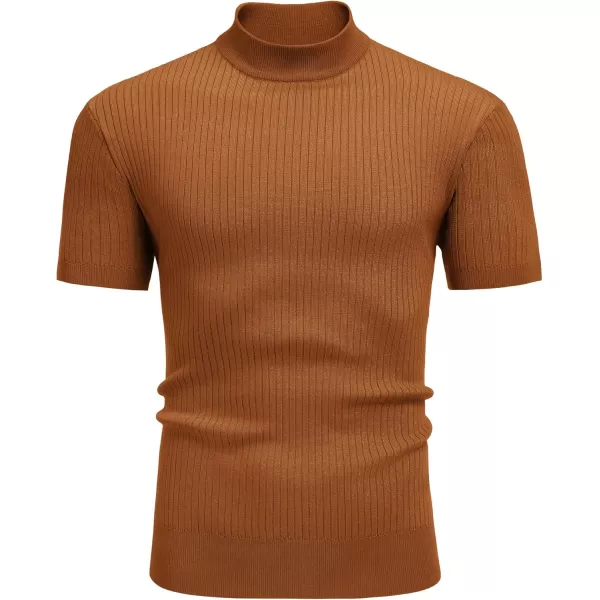 COOFANDY Men's Mock Turtleneck Sweater Short Sleeve Casual Basic Tops Ribbed Knit Pullover Solid Tee