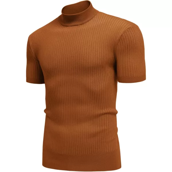 COOFANDY Men's Mock Turtleneck Sweater Short Sleeve Casual Basic Tops Ribbed Knit Pullover Solid Tee