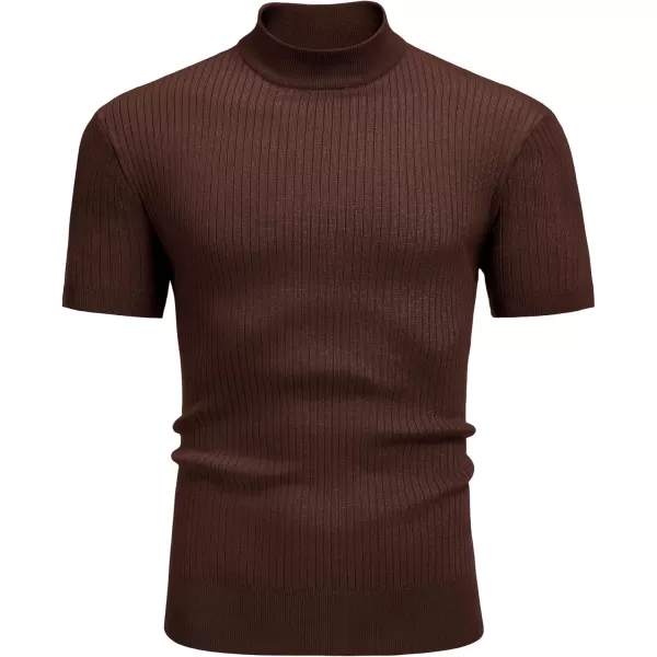 COOFANDY Men's Mock Turtleneck Sweater Short Sleeve Casual Basic Tops Ribbed Knit Pullover Solid Tee