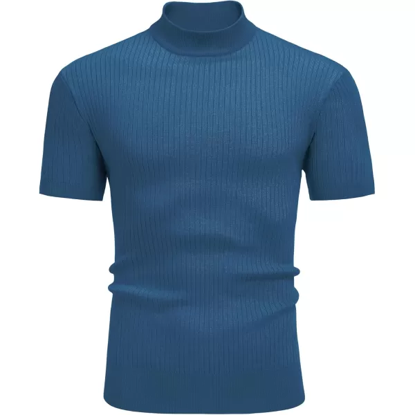COOFANDY Men's Mock Turtleneck Sweater Short Sleeve Casual Basic Tops Ribbed Knit Pullover Solid Tee