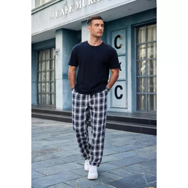 COOFANDY Men's Plaid Casual Pants Soft Cotton Pajama Pants Drawstring Checkered Lounge Sweatpant with Pockets