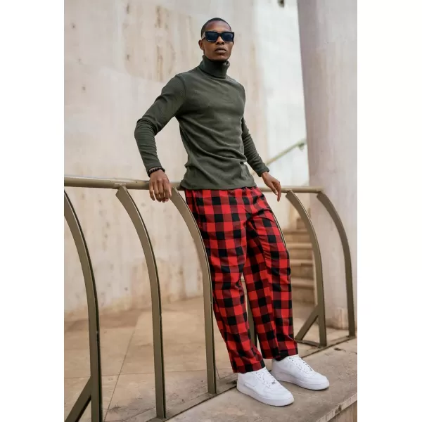 COOFANDY Men's Plaid Casual Pants Soft Cotton Pajama Pants Drawstring Checkered Lounge Sweatpant with Pockets