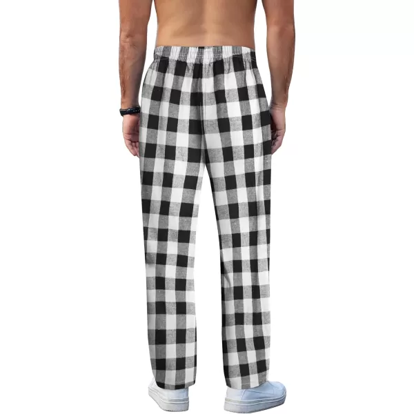 COOFANDY Men's Plaid Casual Pants Soft Cotton Pajama Pants Drawstring Checkered Lounge Sweatpant with Pockets
