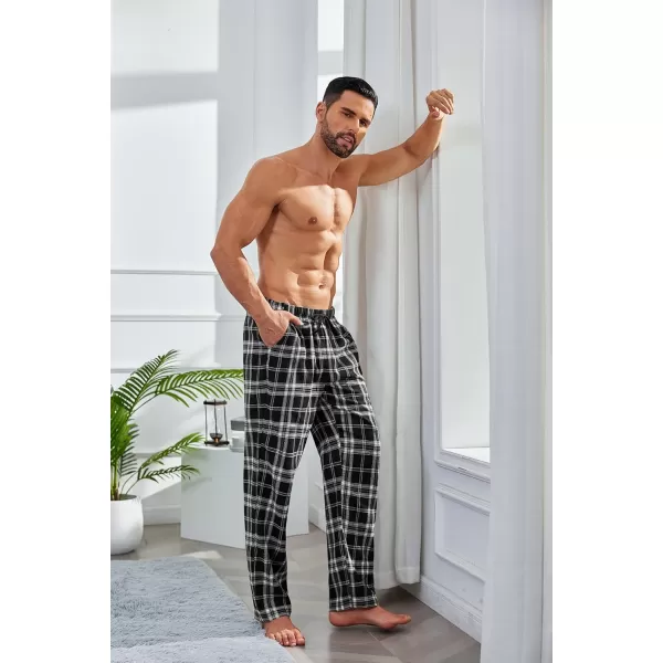COOFANDY Men's Plaid Casual Pants Soft Cotton Pajama Pants Drawstring Checkered Lounge Sweatpant with Pockets