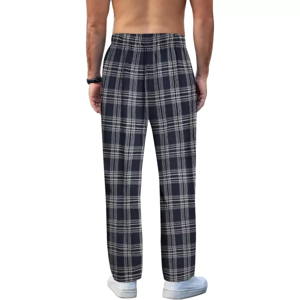 COOFANDY Men's Plaid Casual Pants Soft Cotton Pajama Pants Drawstring Checkered Lounge Sweatpant with Pockets