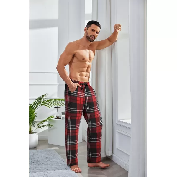 COOFANDY Men's Plaid Casual Pants Soft Cotton Pajama Pants Drawstring Checkered Lounge Sweatpant with Pockets)