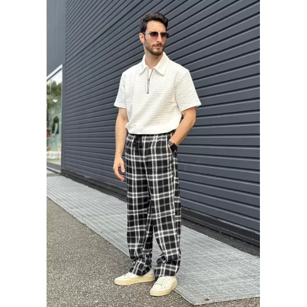 COOFANDY Men's Plaid Casual Pants Soft Cotton Pajama Pants Drawstring Checkered Lounge Sweatpant with Pockets