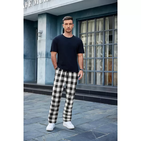 COOFANDY Men's Plaid Casual Pants Soft Cotton Pajama Pants Drawstring Checkered Lounge Sweatpant with Pockets